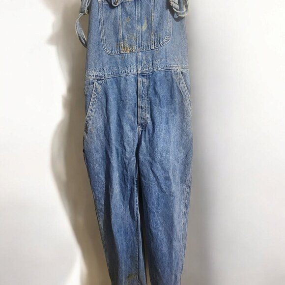 Old Navy Vtg Denim Bib Overalls Mens XL Blue Carpenter Dungarees Button Fly Y2K - Picture 9 of 16